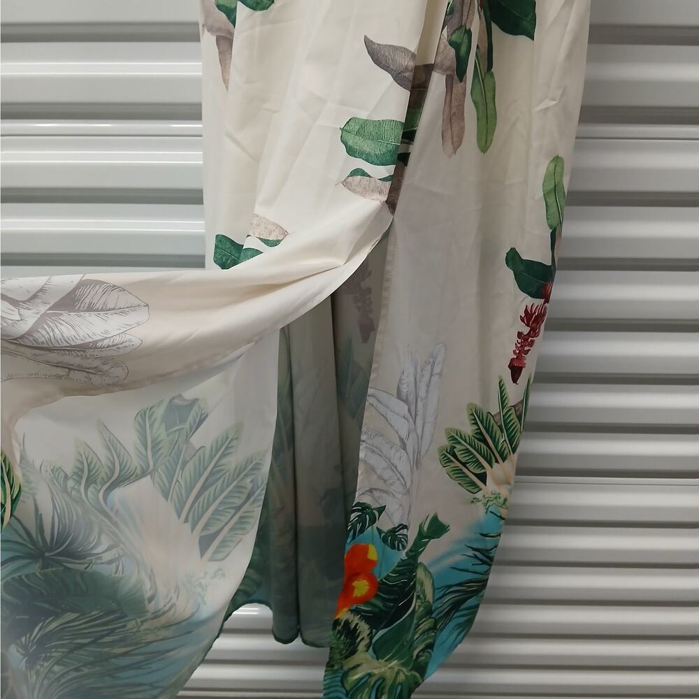 Loragal Women's Dress Size 3XL Beige Tropical Print Maxi Spring Summer Vacation - Picture 10 of 14